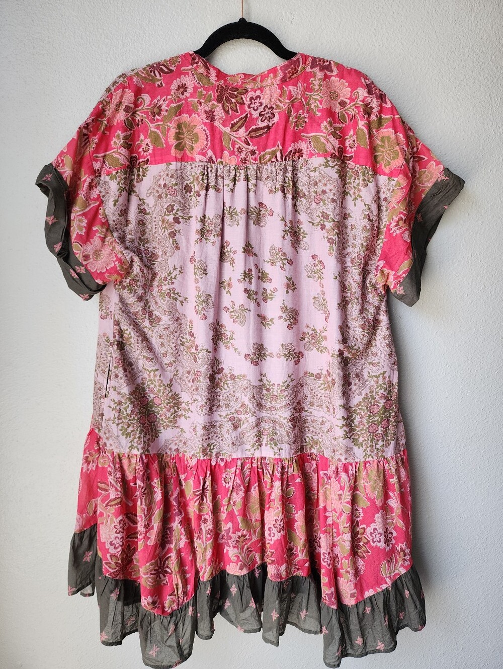Free People Agnes Printed Mini Dress Size Medium In Pink Combo - Picture 5 of 9